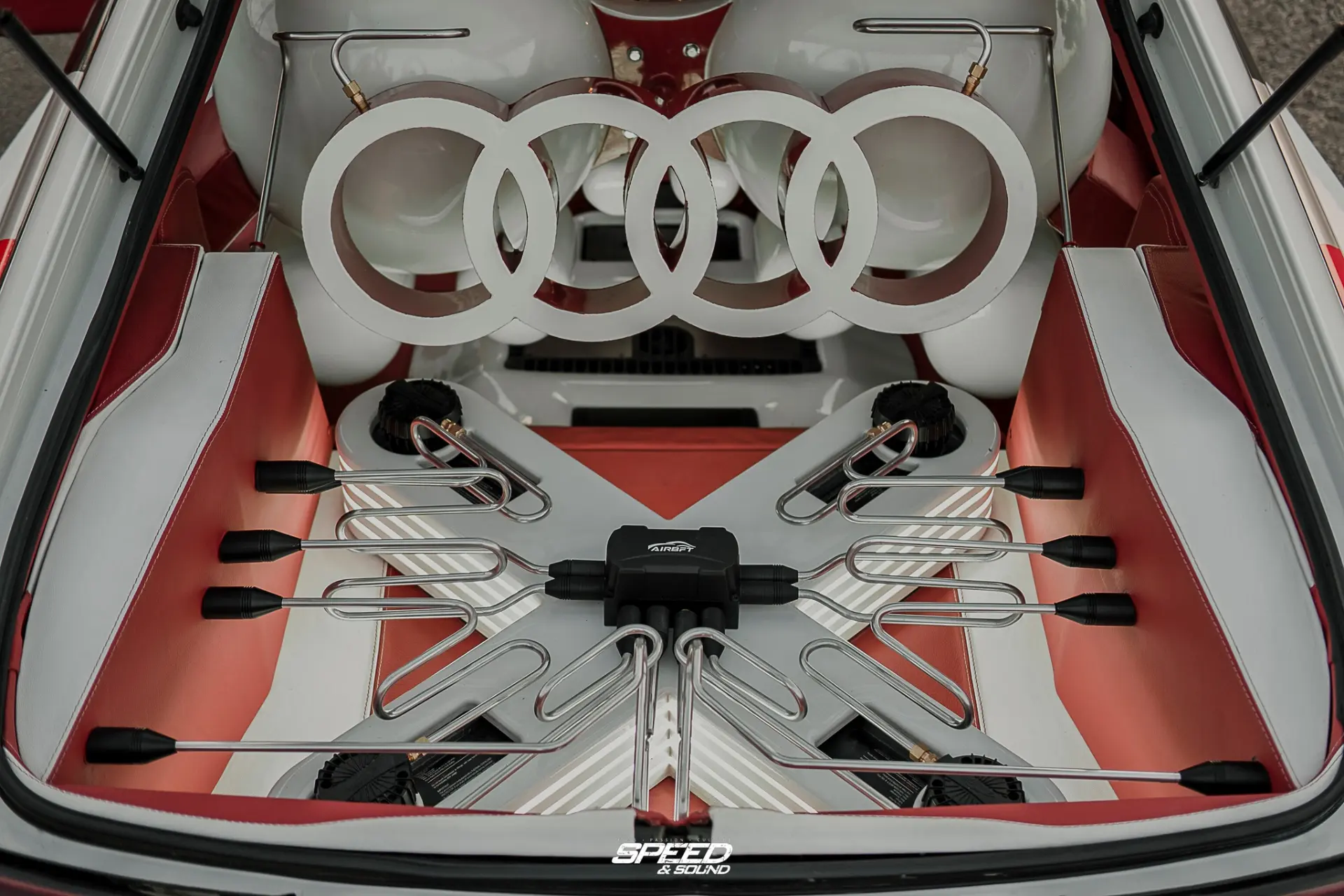 Custom Audi air suspension tank and hardline installation